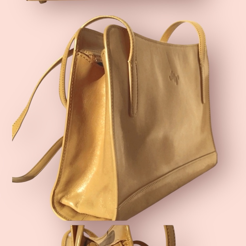 MONSAC rare golden tan leather vintage handbag